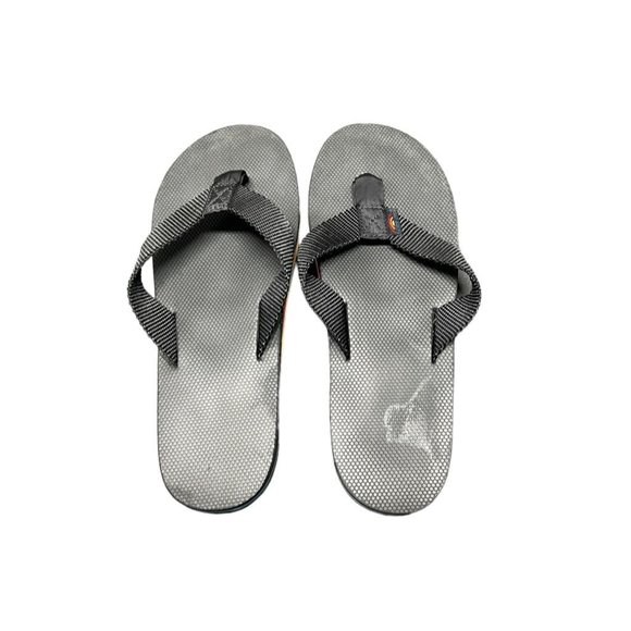 Rainbow Flip Flops Black Rubber Webbed Nylon Rainbow Arch Support Men Small - Picture 1 of 7